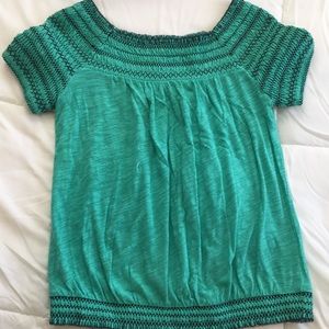 Anthropologie deletta top - teal- off shoulder
